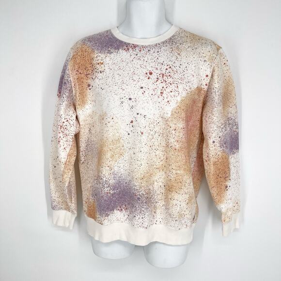 Banks Journal Splatter Pattern Organic Cotton Blend Sweatshirt Sz S Purple Peach - Picture 1 of 9
